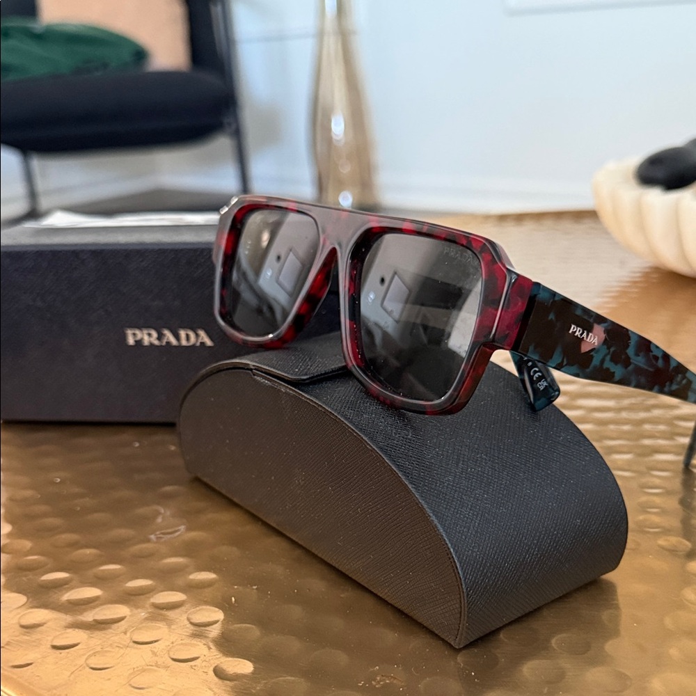 Prada Burgundy and Black Sunglasses